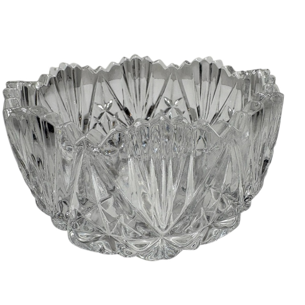 Elegant Clear Pressed Cut Glass Decorative Bowl